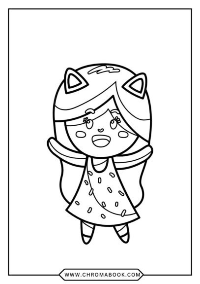 A cute kawaii girl surrounded by whimsical clouds and stars, perfect for creativity. Enjoy this free printable coloring page!