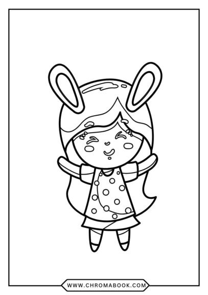 A cute kawaii girl surrounded by whimsical flowers and stars, perfect for a relaxing coloring page. Free printable for endless fun!
