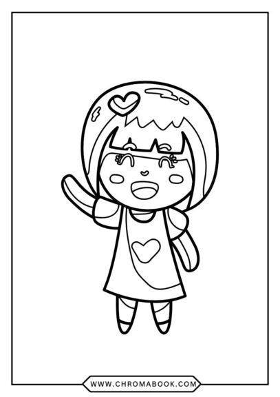 A cute kawaii girl surrounded by whimsical flowers and stars, perfect for a fun coloring page. Free printable for creativity!