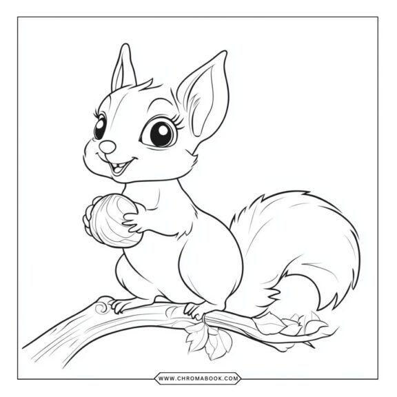 A delightful squirrel coloring page featuring intricate patterns and whimsical designs; perfect for creative fun! Free printable.