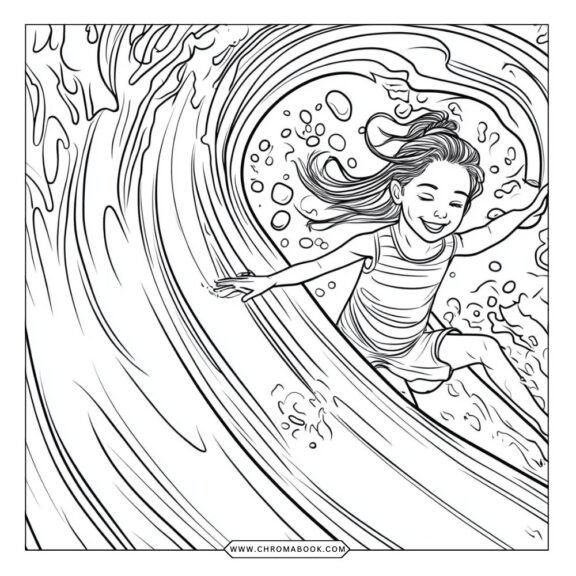 A whimsical summer-themed coloring page featuring playful animals and vibrant floral patterns, perfect for a free printable activity.