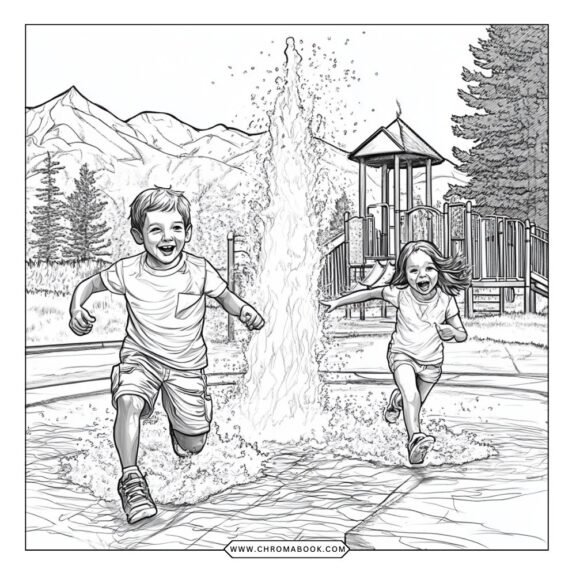 A whimsical summer-themed coloring page featuring playful beach animals and vibrant floral patterns. Free printable for creative fun!