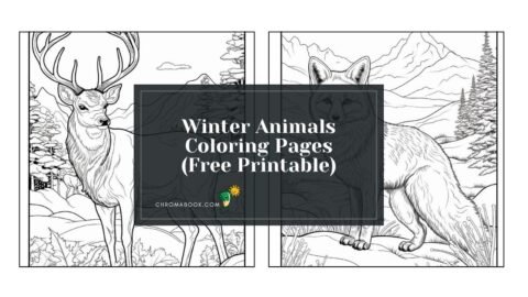 A charming winter animals coloring page featuring playful creatures like foxes and owls, perfect for a cozy, creative session. Free printable!