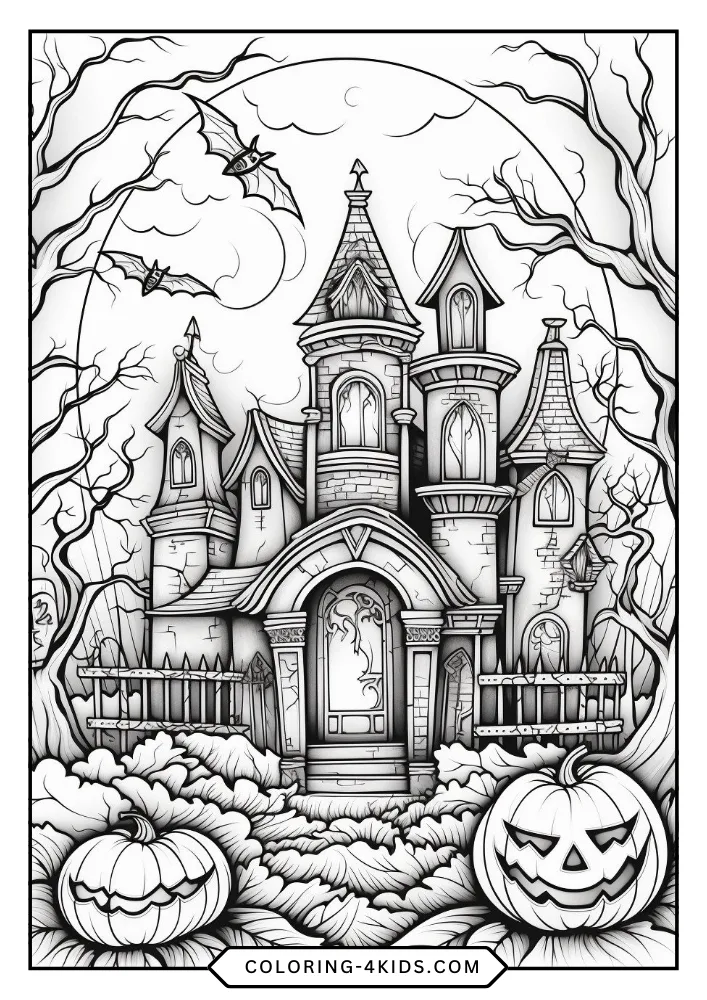 Haunted House Coloring Book preview page 1