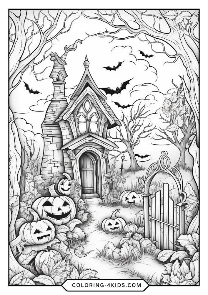 Haunted House Coloring Book preview page 2