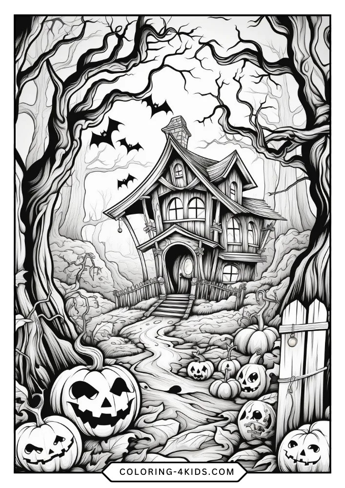 Haunted House Coloring Book preview page 3