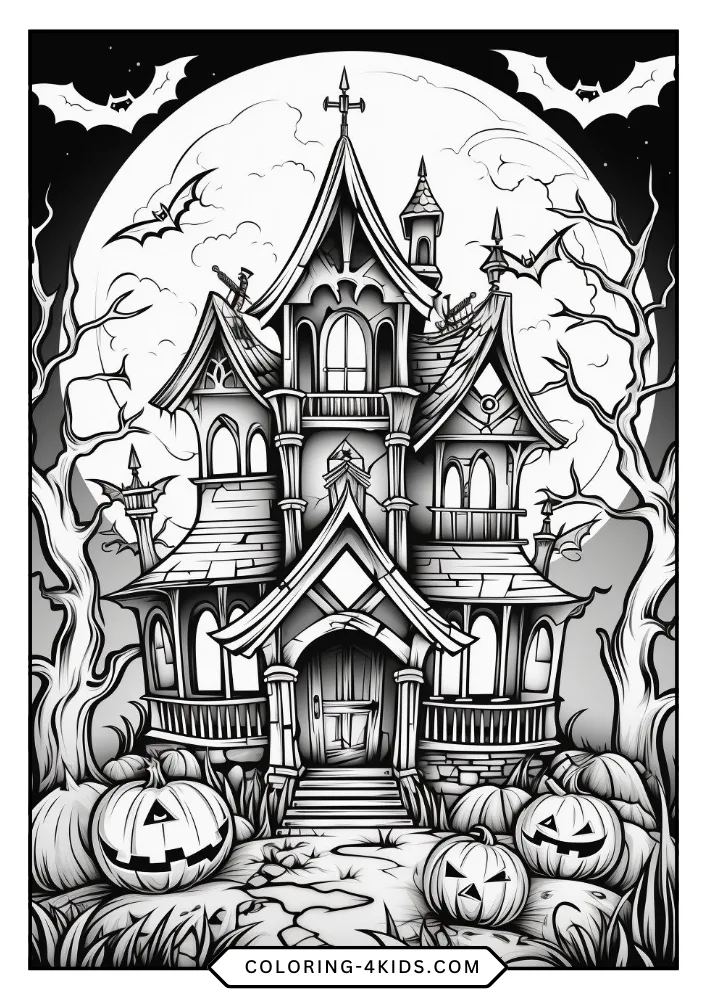 Haunted House Coloring Book preview page 4