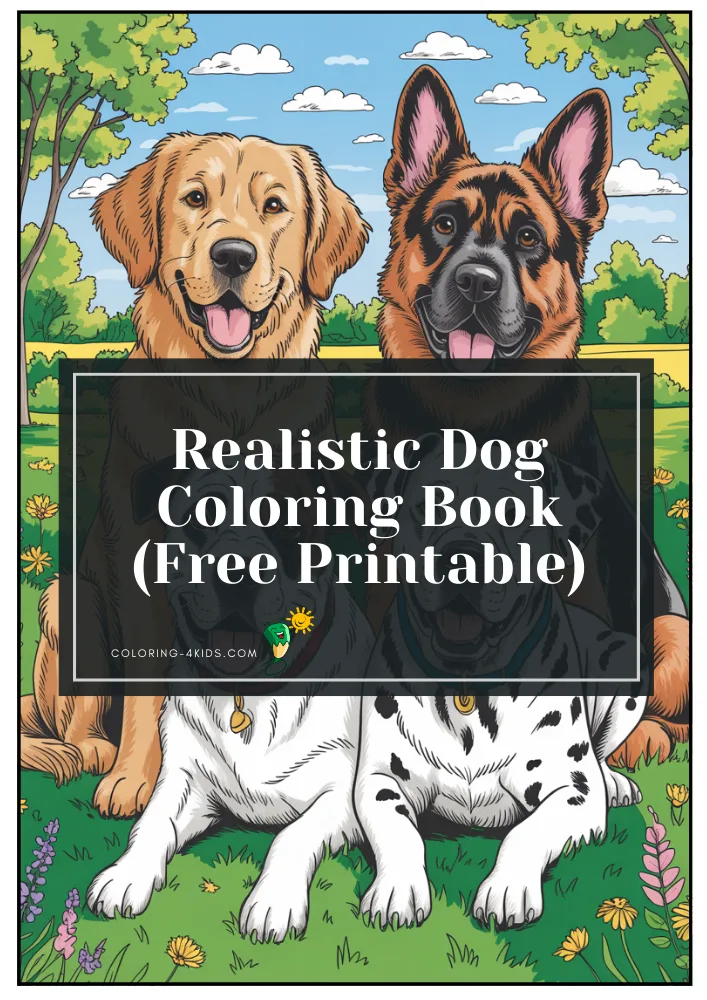 Realistic Dog Coloring Book PDF
