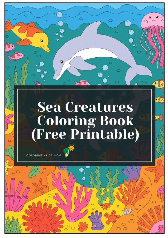 Sea Creatures Coloring Book cover