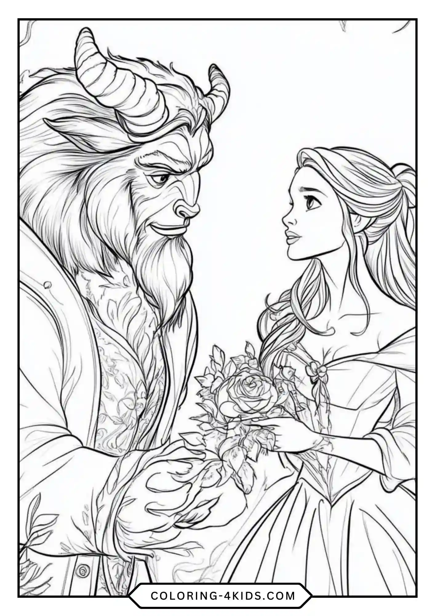 Printable Beauty And The Beast Coloring Pages coloring page for kids