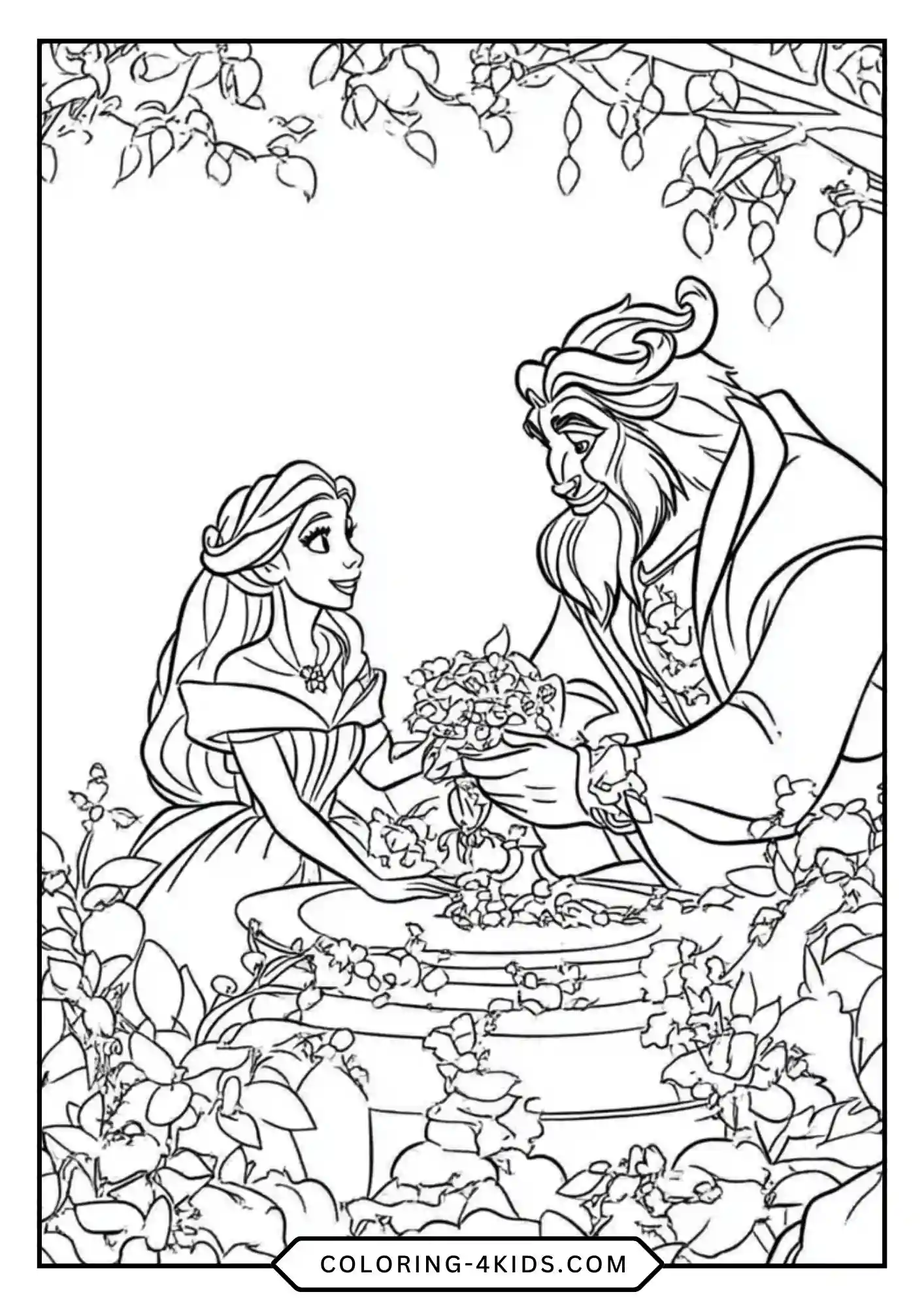 Free Beauty And The Beast Coloring Pages coloring page for kids