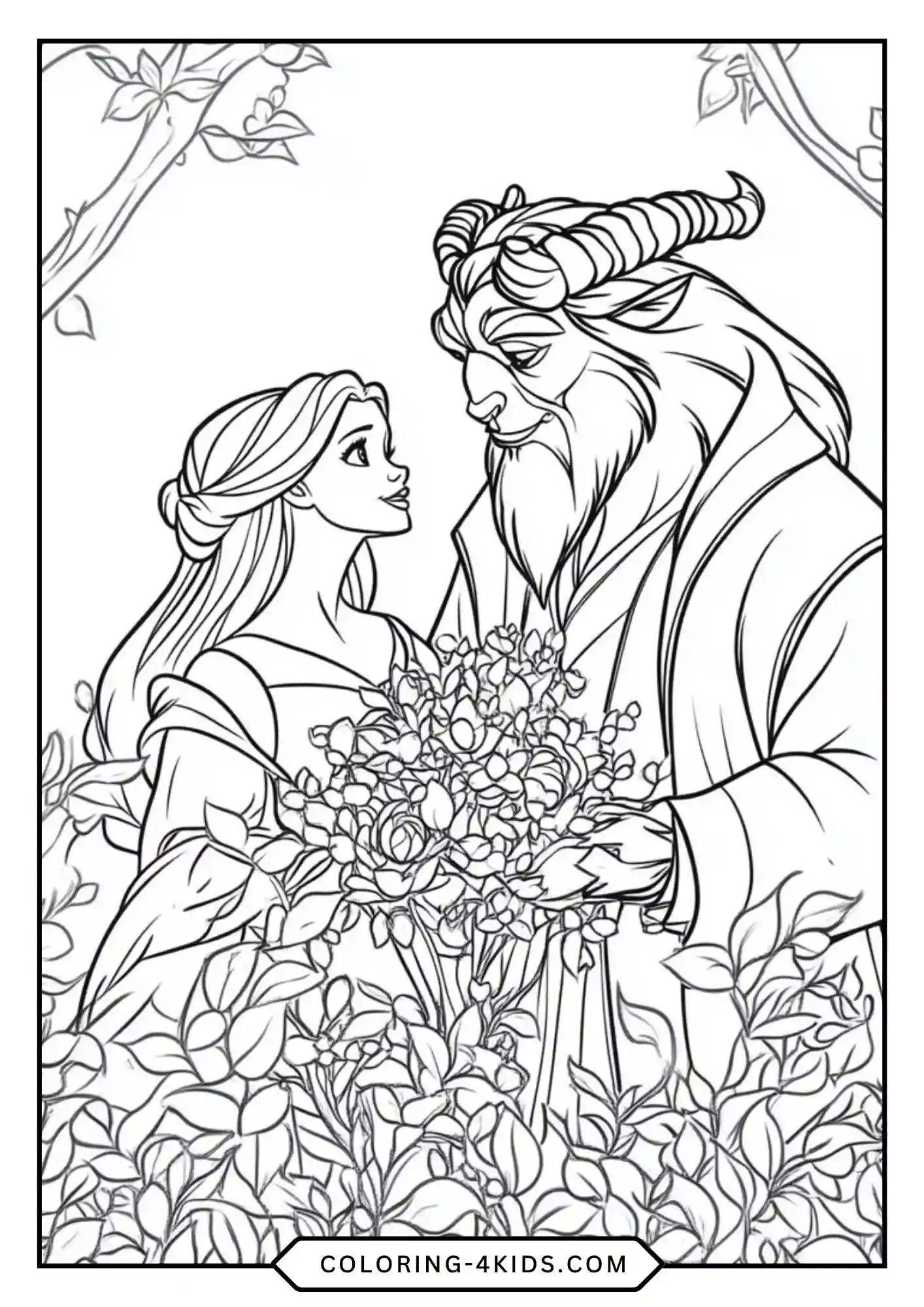 Printable Beauty And The Beast Coloring Pages coloring page for kids