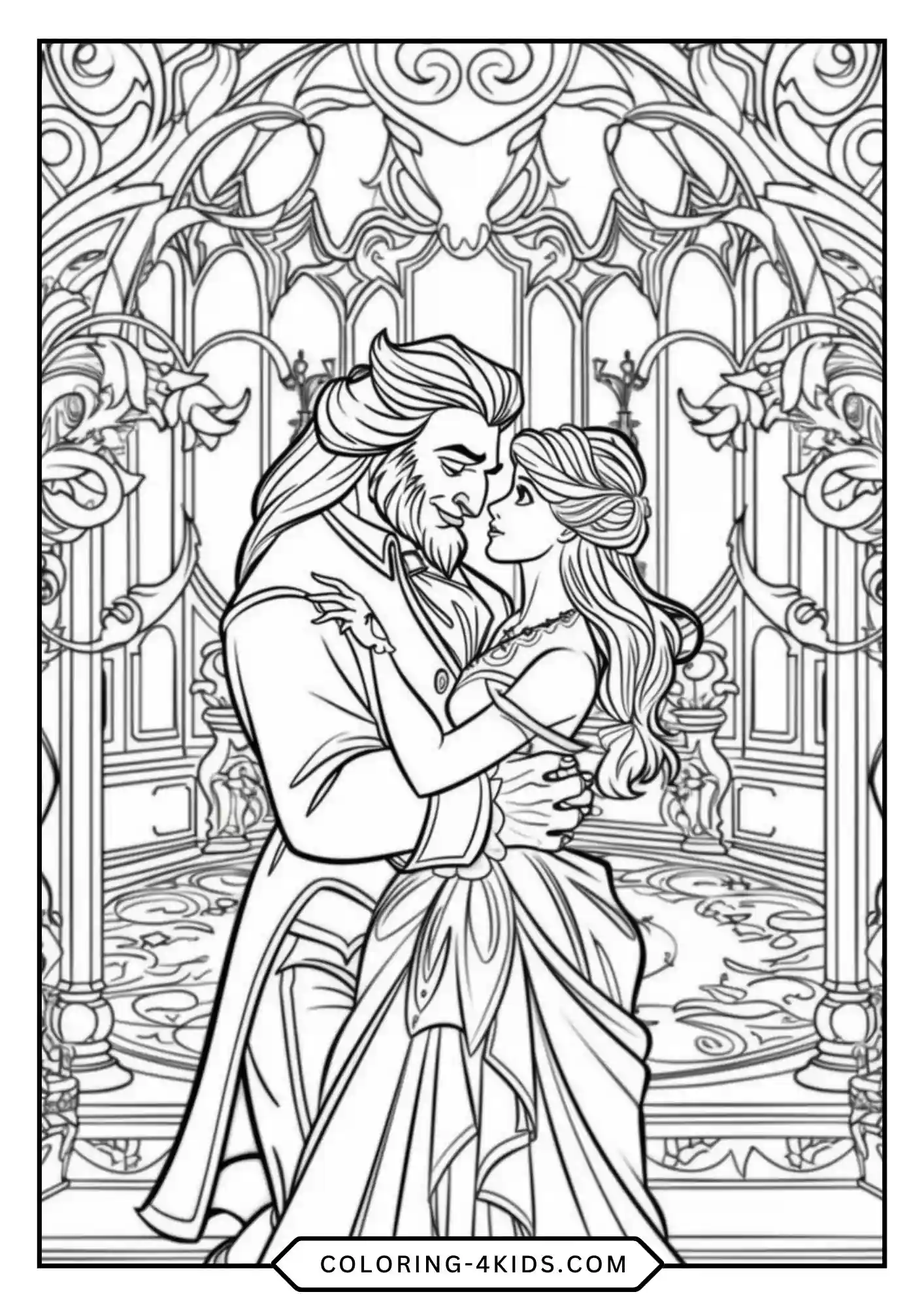 Free Beauty And The Beast Coloring Pages coloring page for kids