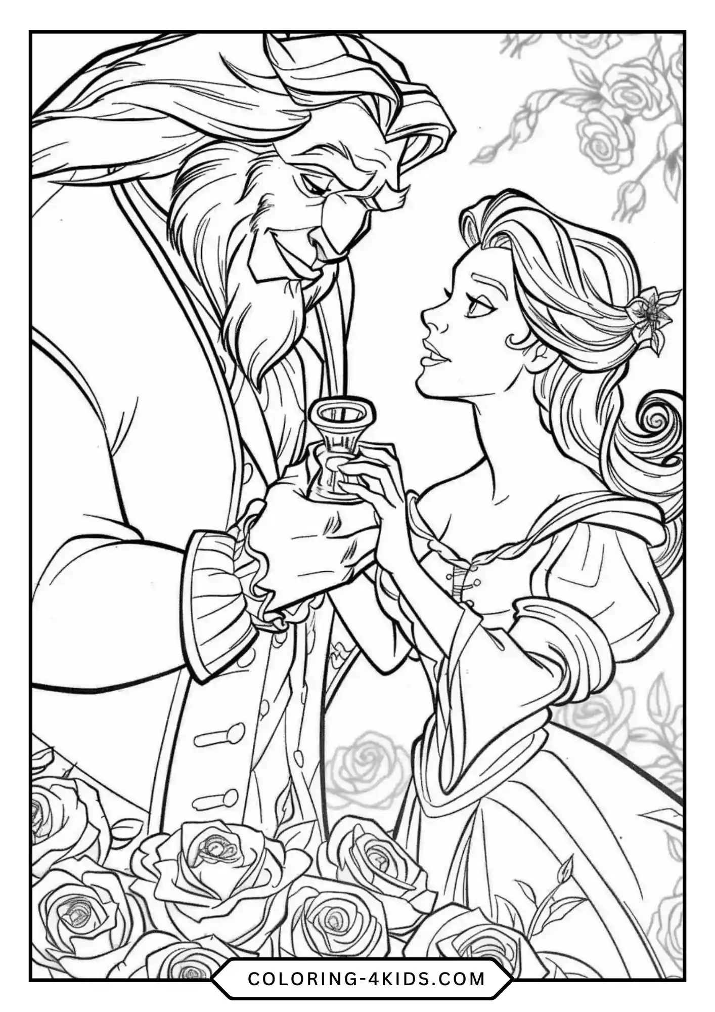 Printable Beauty And The Beast Coloring Pages coloring page for kids