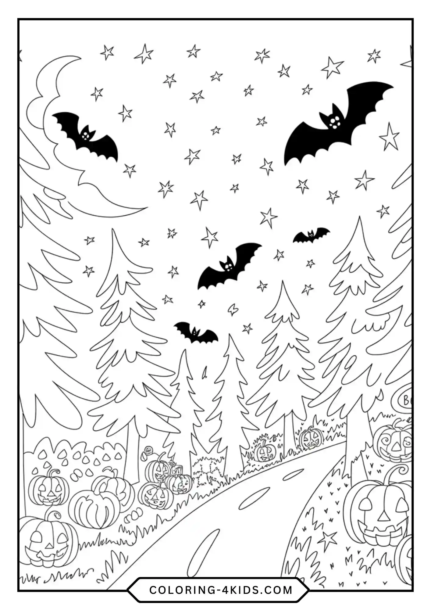 Printable Cute Spooky Halloween Coloring Pages coloring page for kids