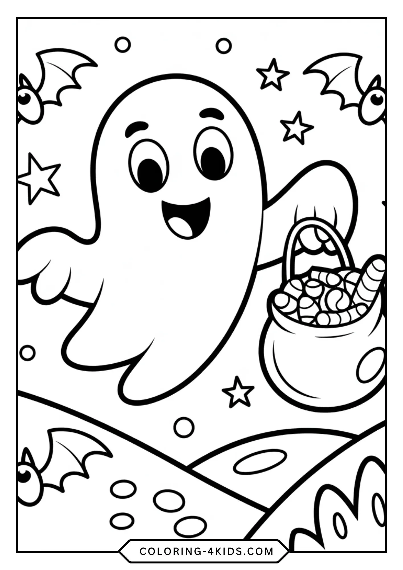 Printable Cute Spooky Halloween Coloring Pages coloring page for kids