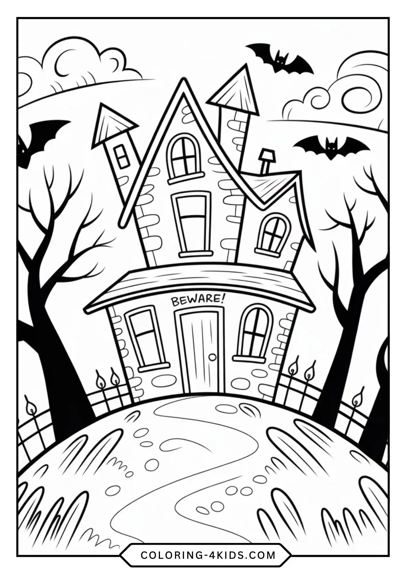 Printable Cute Spooky Halloween Coloring Pages coloring page for kids