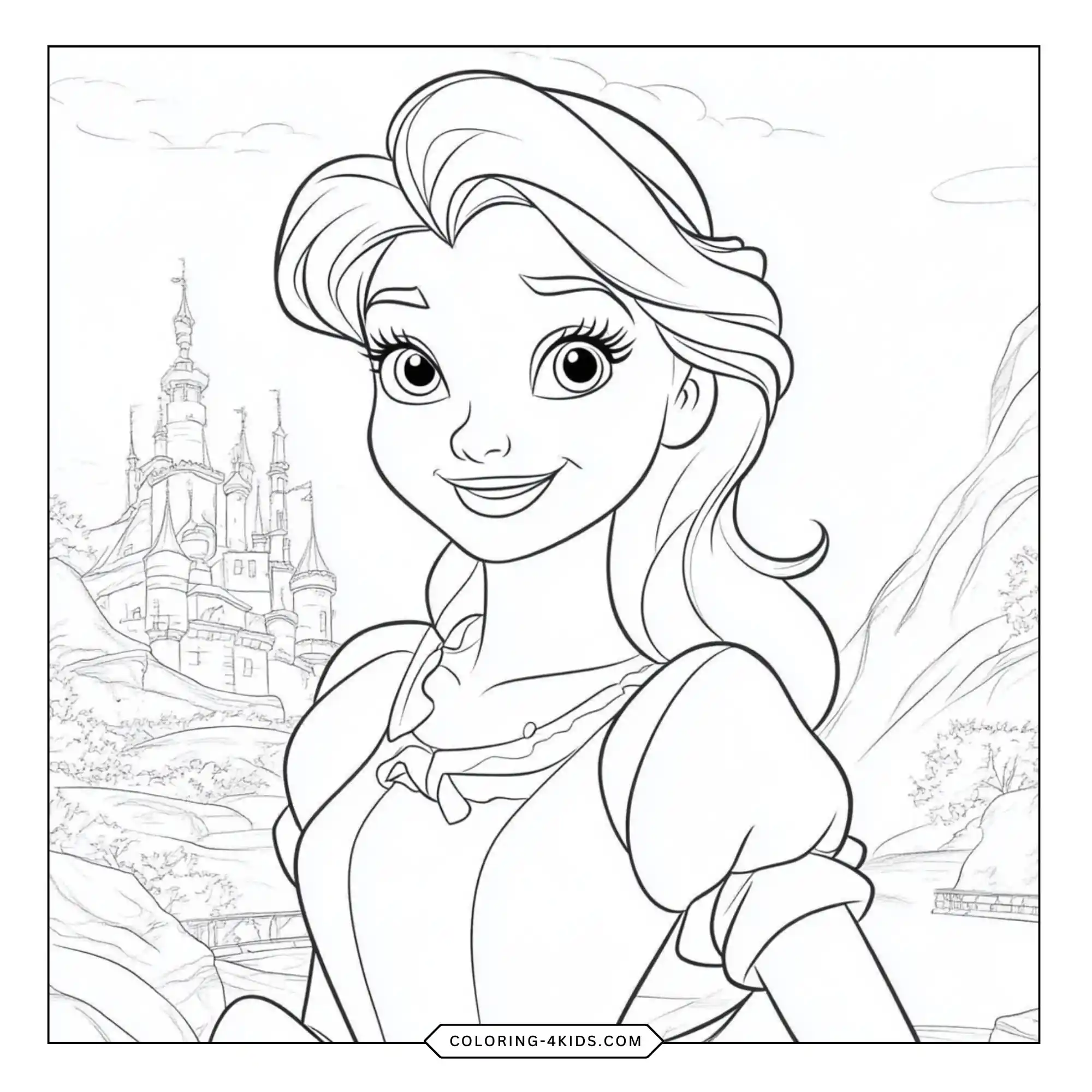 Disney Belle Coloring Pages coloring page for kids