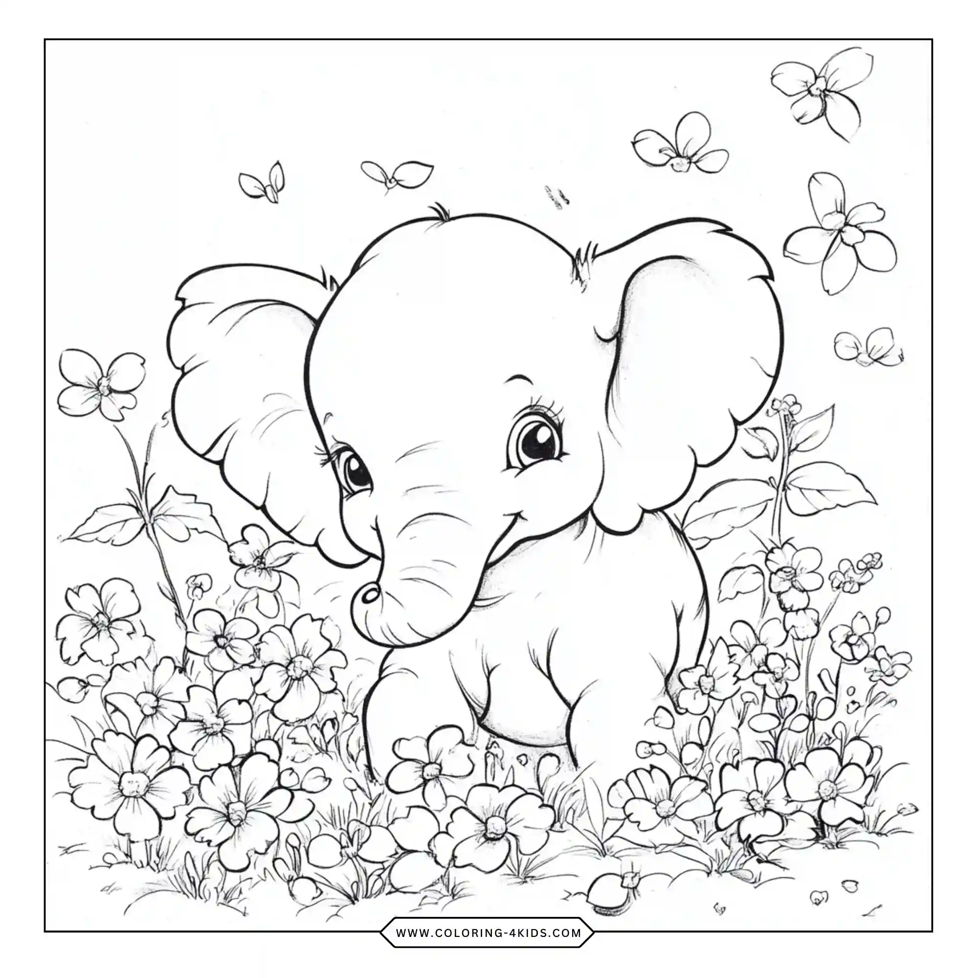 Printable Elephants Coloring Pages coloring page for kids