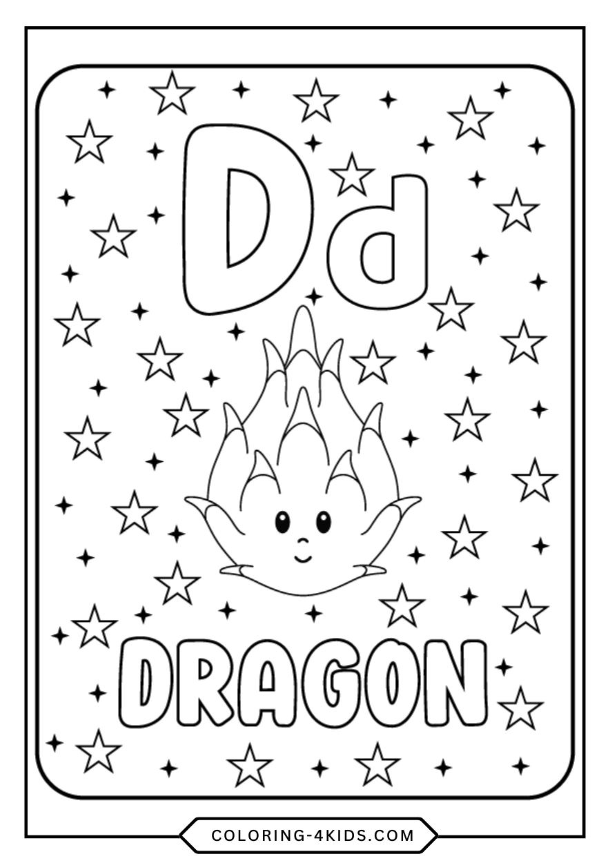 Letter D coloring pages for kids