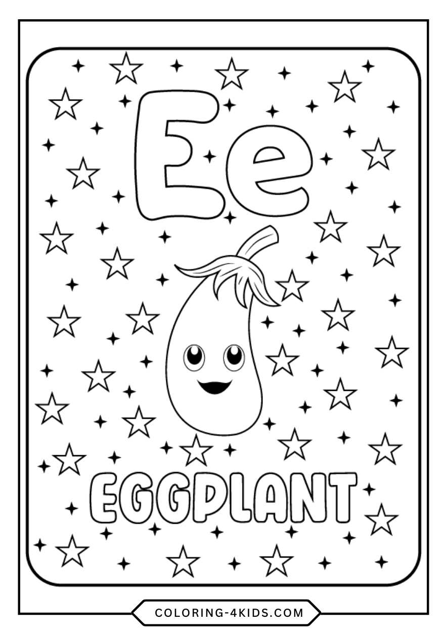 Letter E coloring pages for kids
