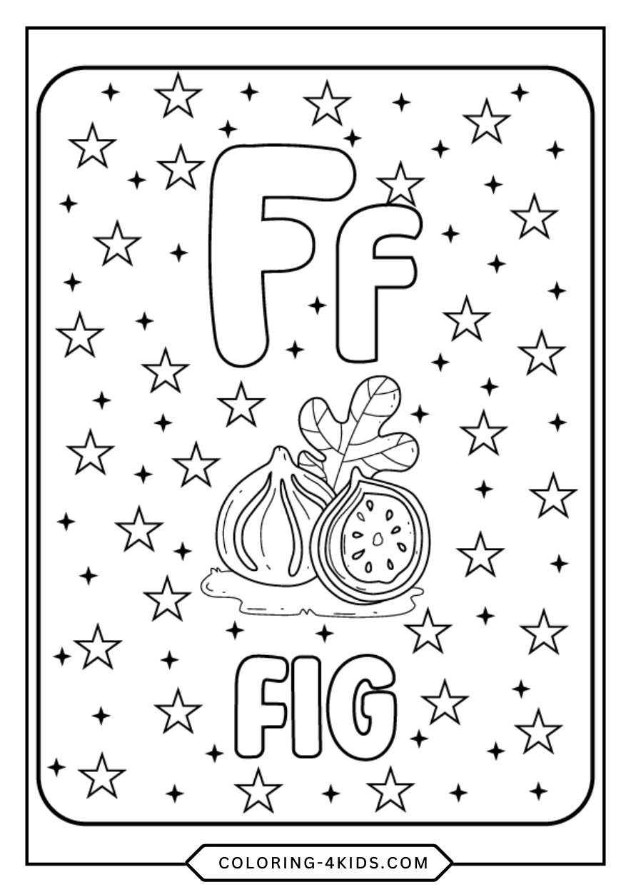 Letter F coloring pages for kids