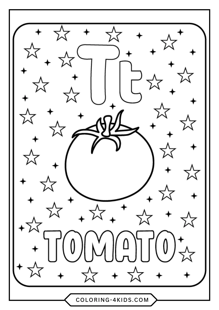 Letter T coloring pages for kids