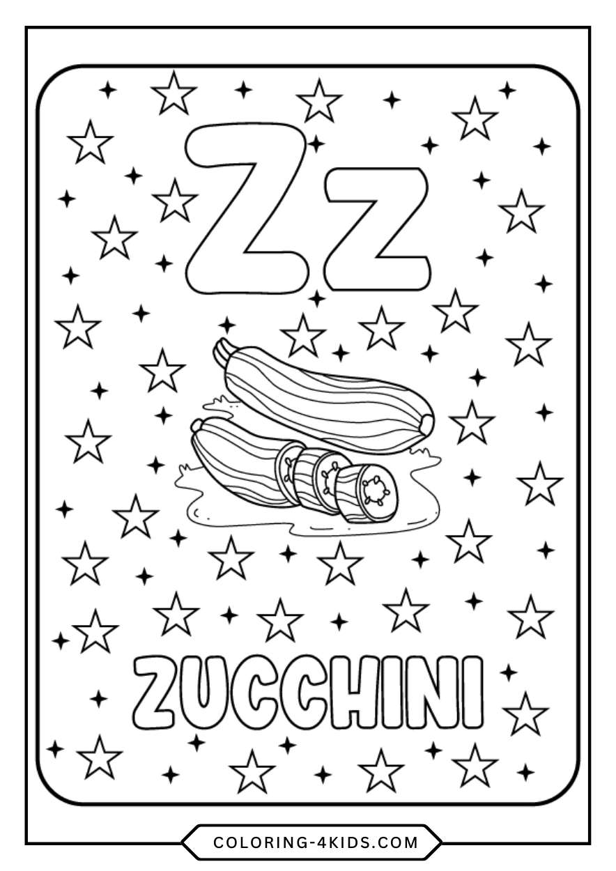 Letter Z coloring pages for kids