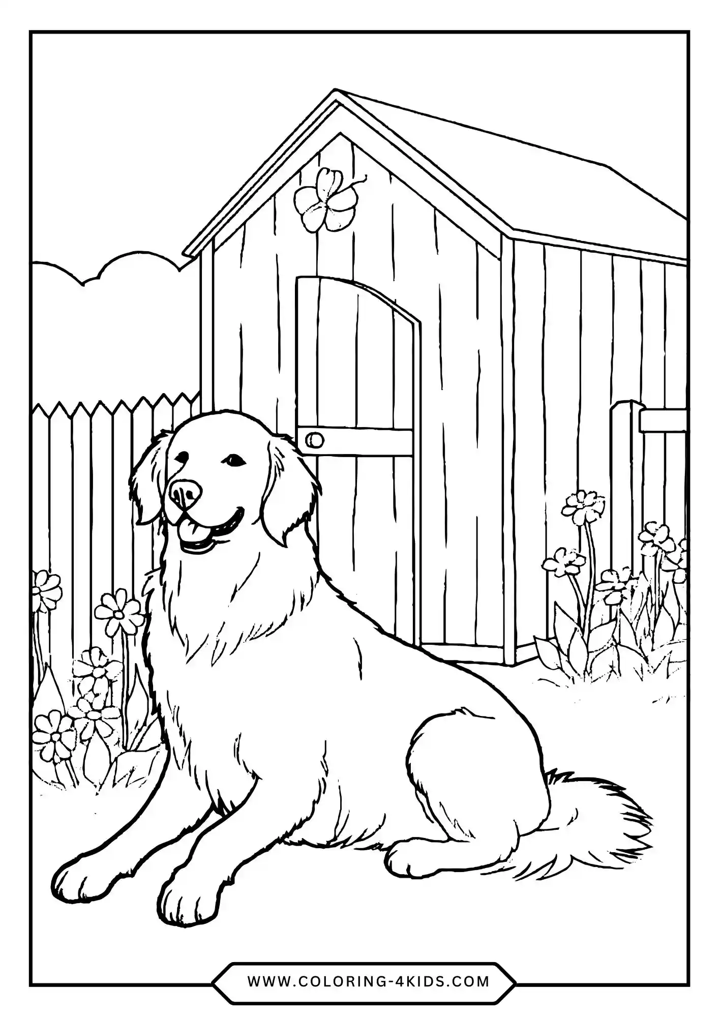 Printable Golden Retriever Coloring Pages coloring page for kids