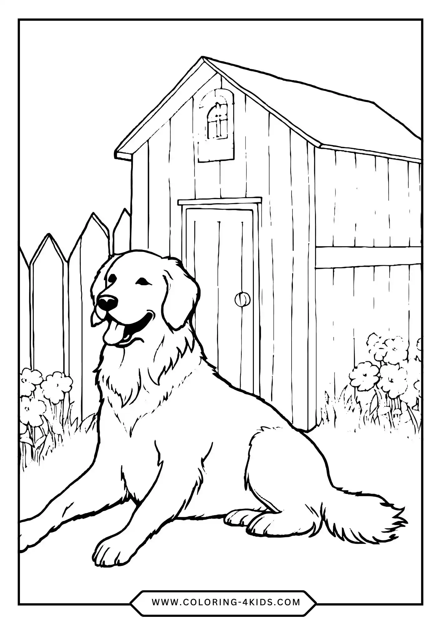 Printable Golden Retriever Coloring Pages coloring page for kids