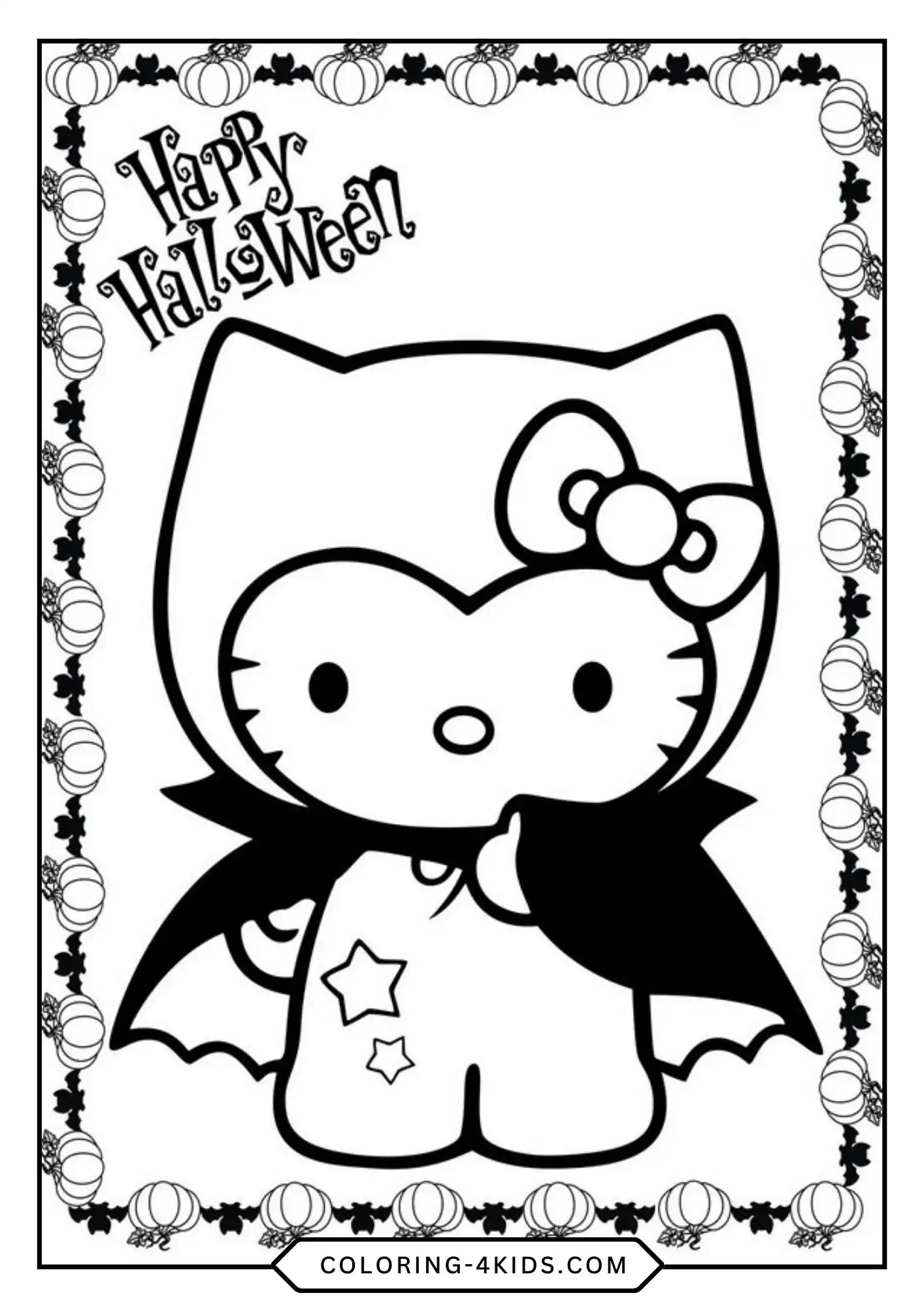 Halloween Hello Kitty Coloring Pages coloring page for kids