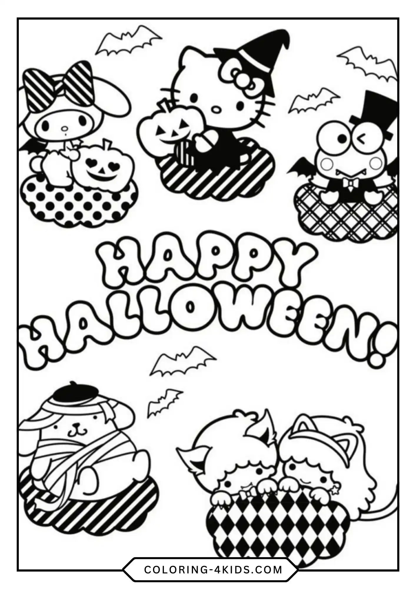 Printable Halloween Hello Kitty Coloring Pages coloring page for kids