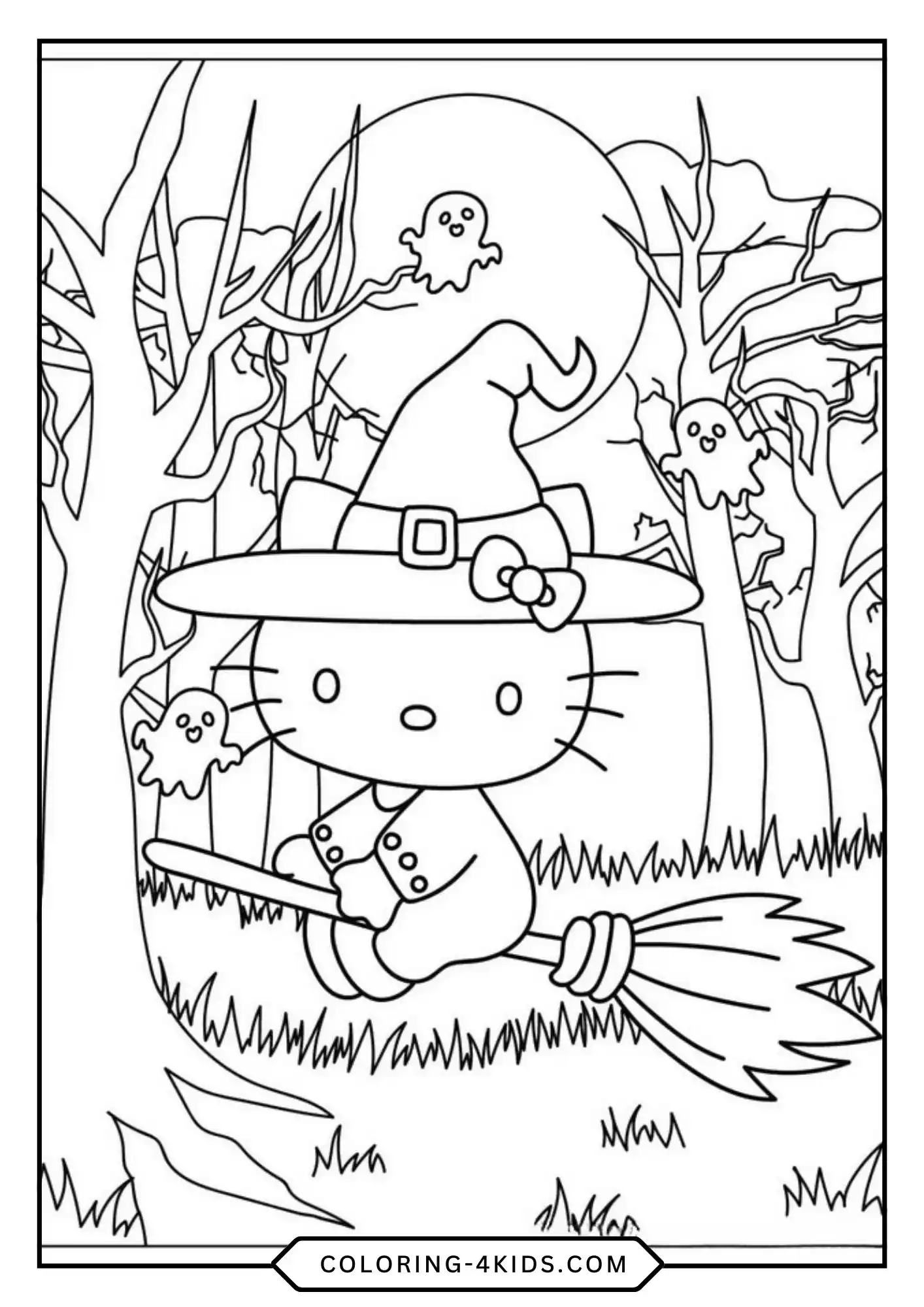 Free Halloween Hello Kitty Coloring Pages coloring page for kids