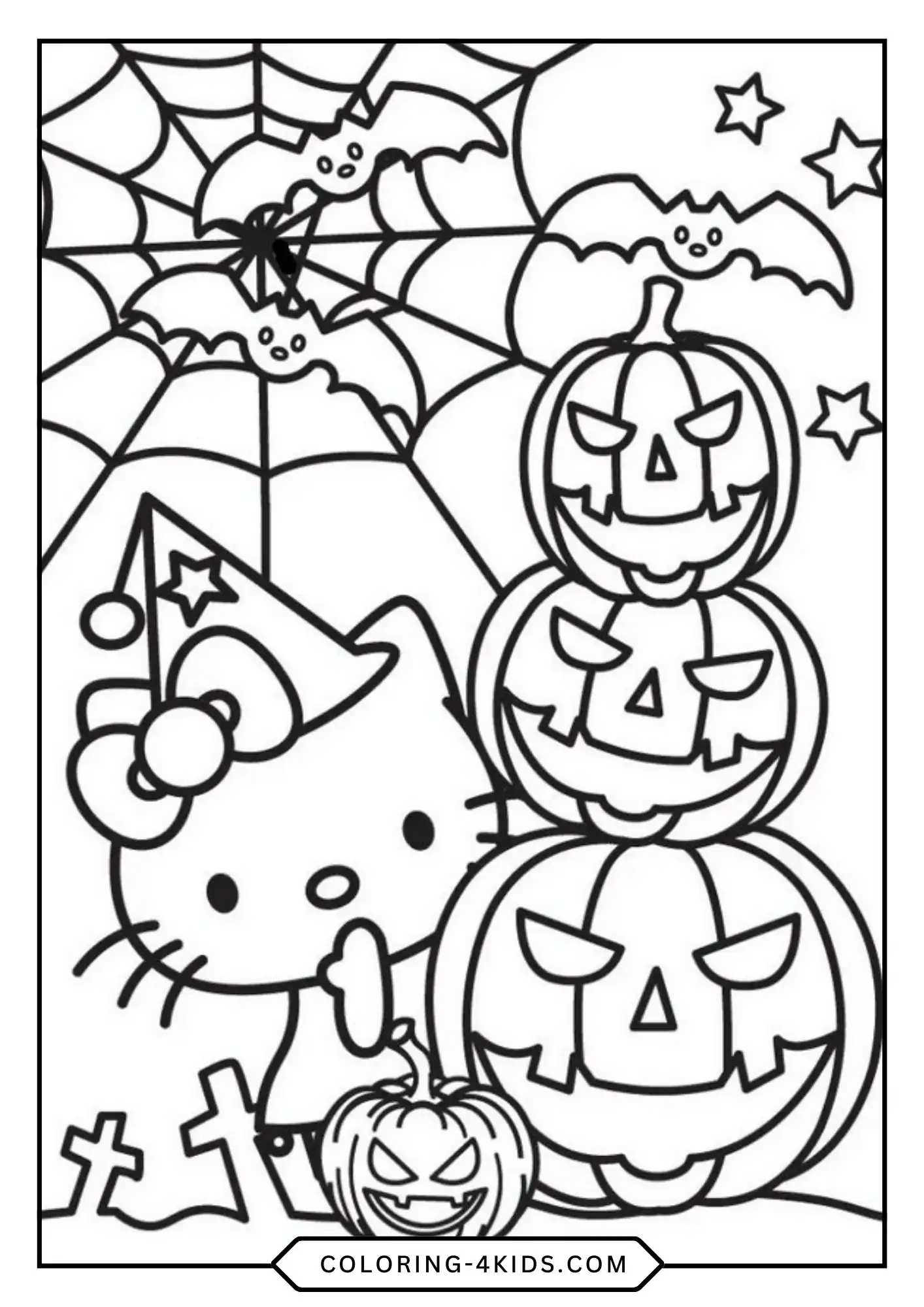 Halloween Hello Kitty Coloring Pages coloring page for kids
