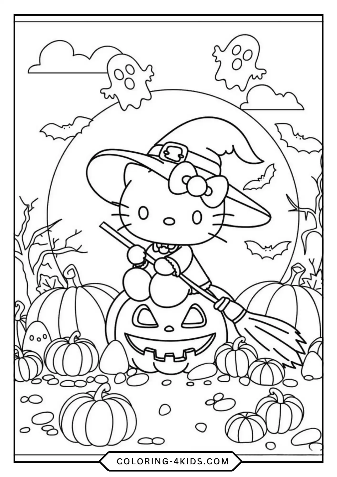 Halloween Hello Kitty Coloring Pages coloring page for kids