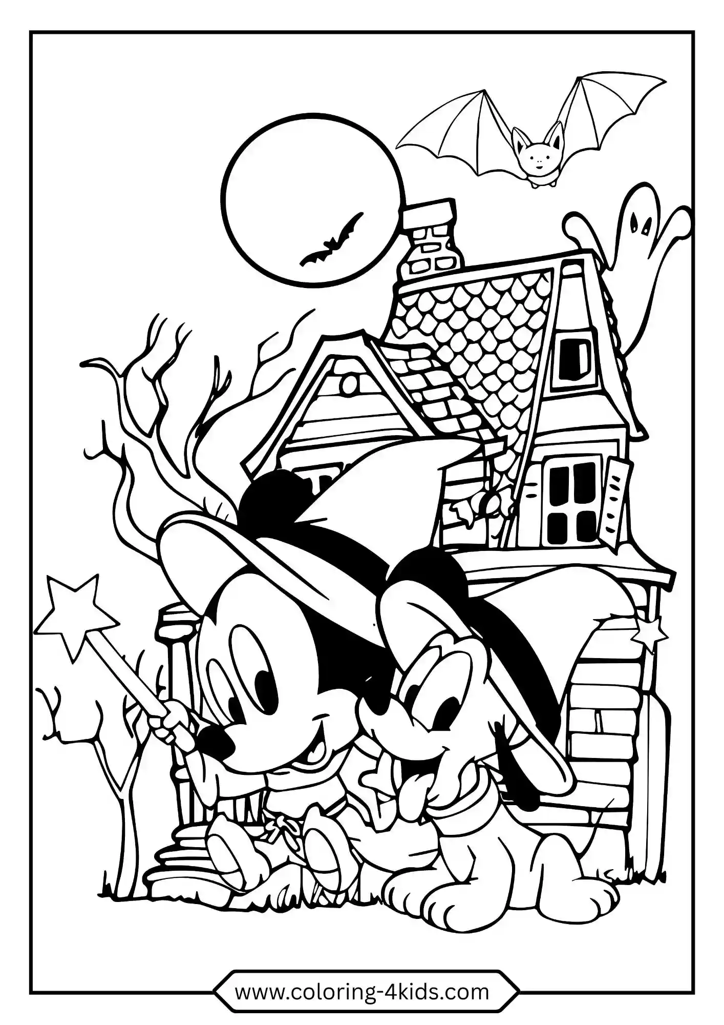 Printable Halloween Mickey Mouse Coloring Pages coloring page for kids