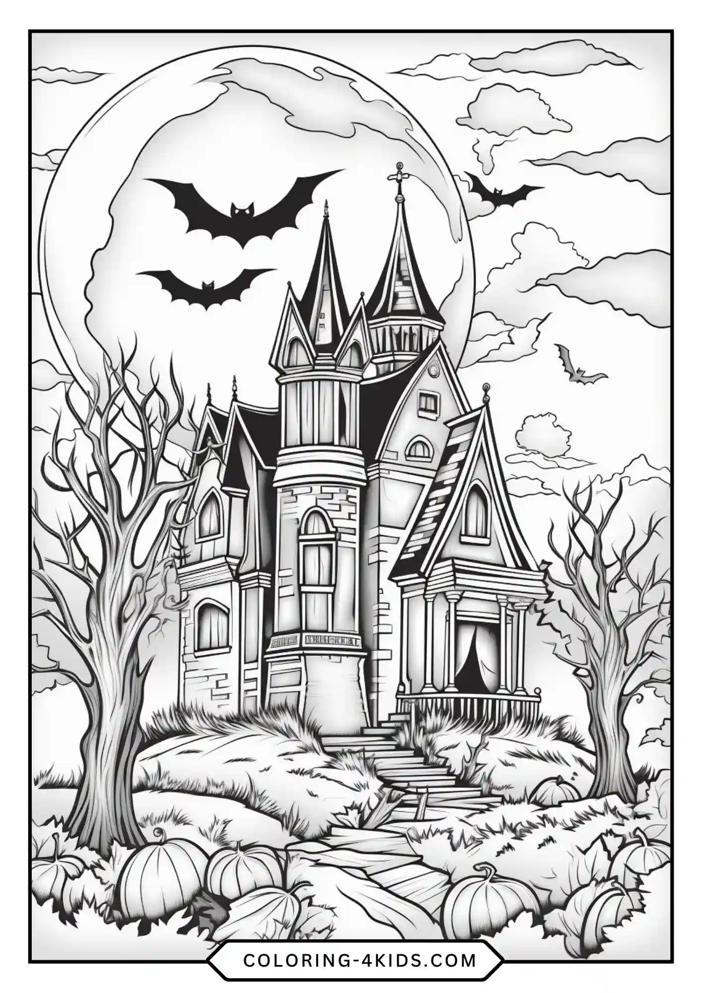 Printable Haunted House Coloring Pages coloring page for kids