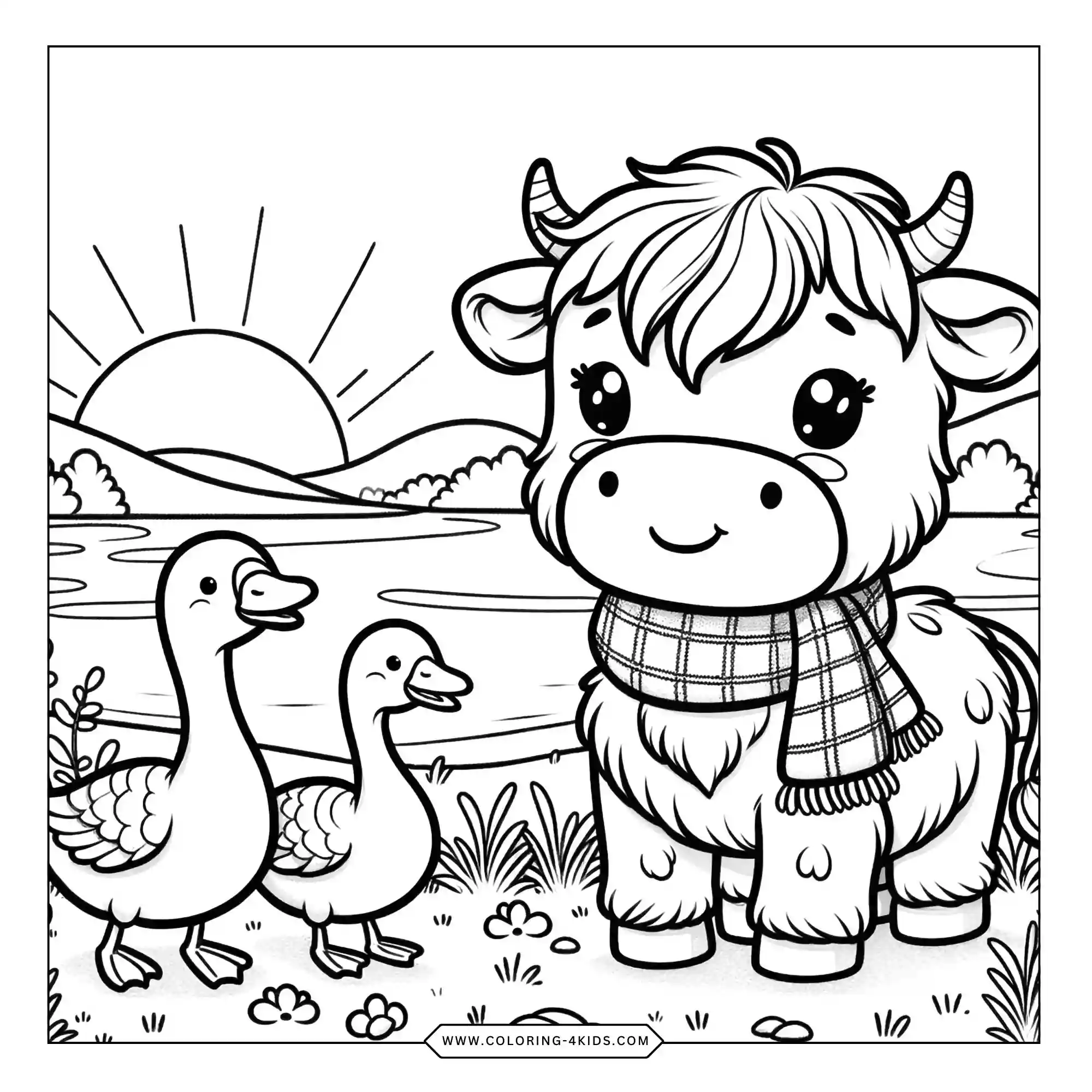 Highland Cow Coloring Pages coloring page for kids