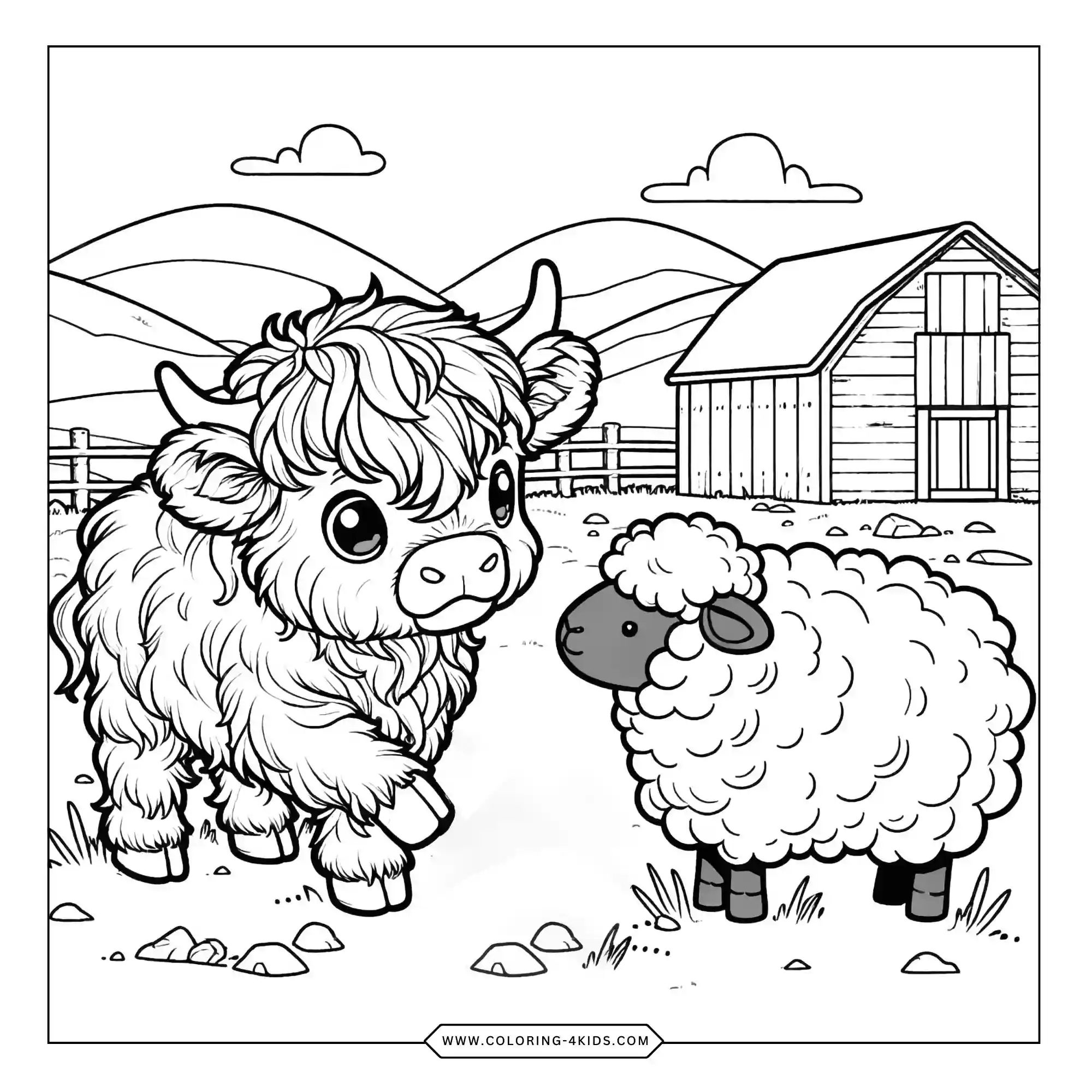 Highland Cow Coloring Pages coloring page for kids