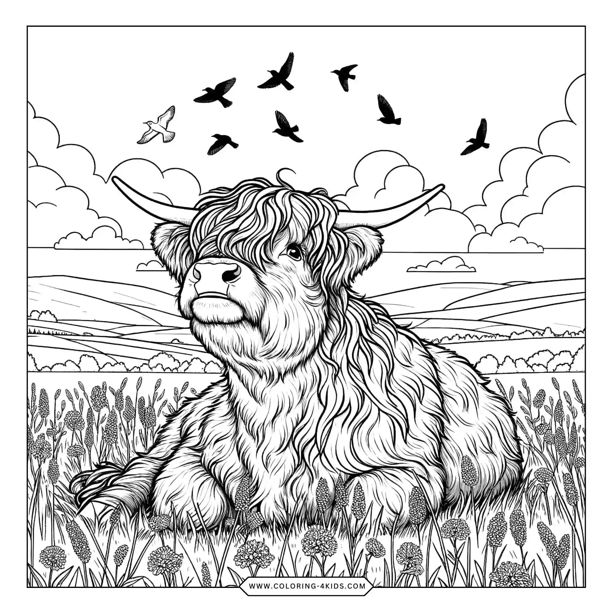 Free Highland Cow Coloring Pages coloring page for kids