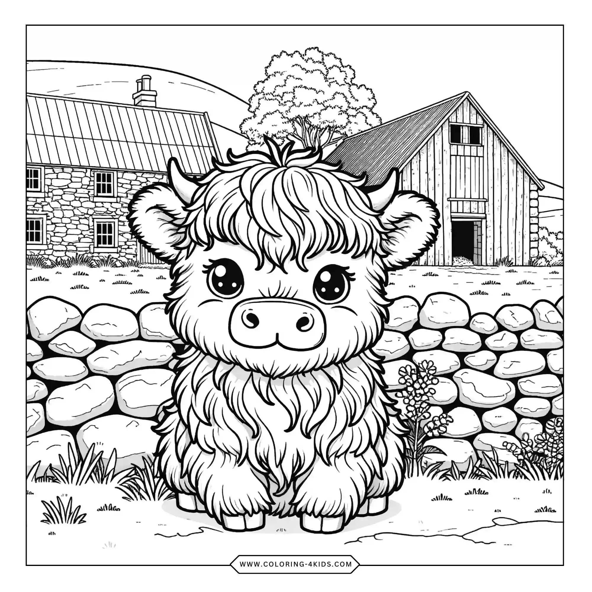 Highland Cow Coloring Pages coloring page for kids