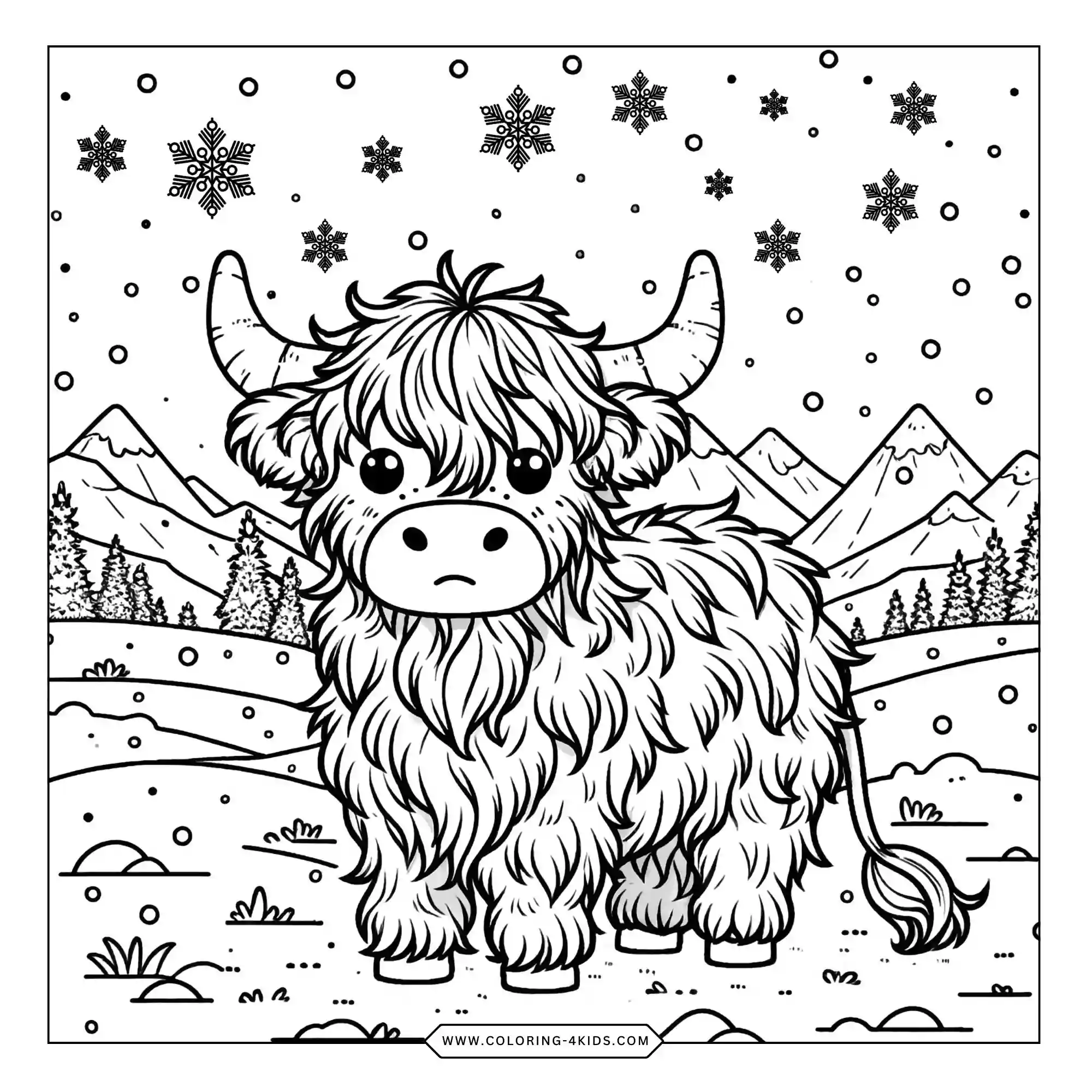 Free Highland Cow Coloring Pages coloring page for kids