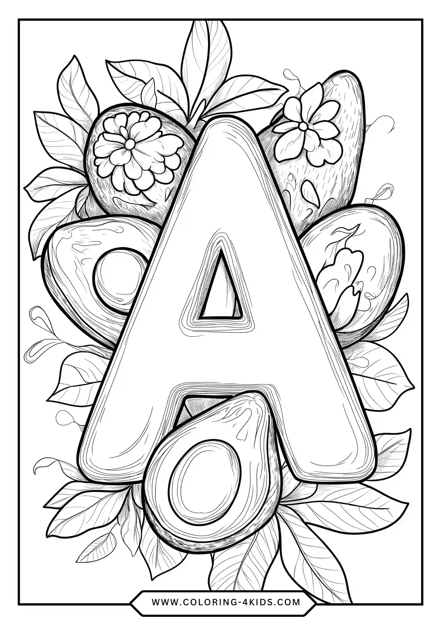 Letter A coloring page for kids