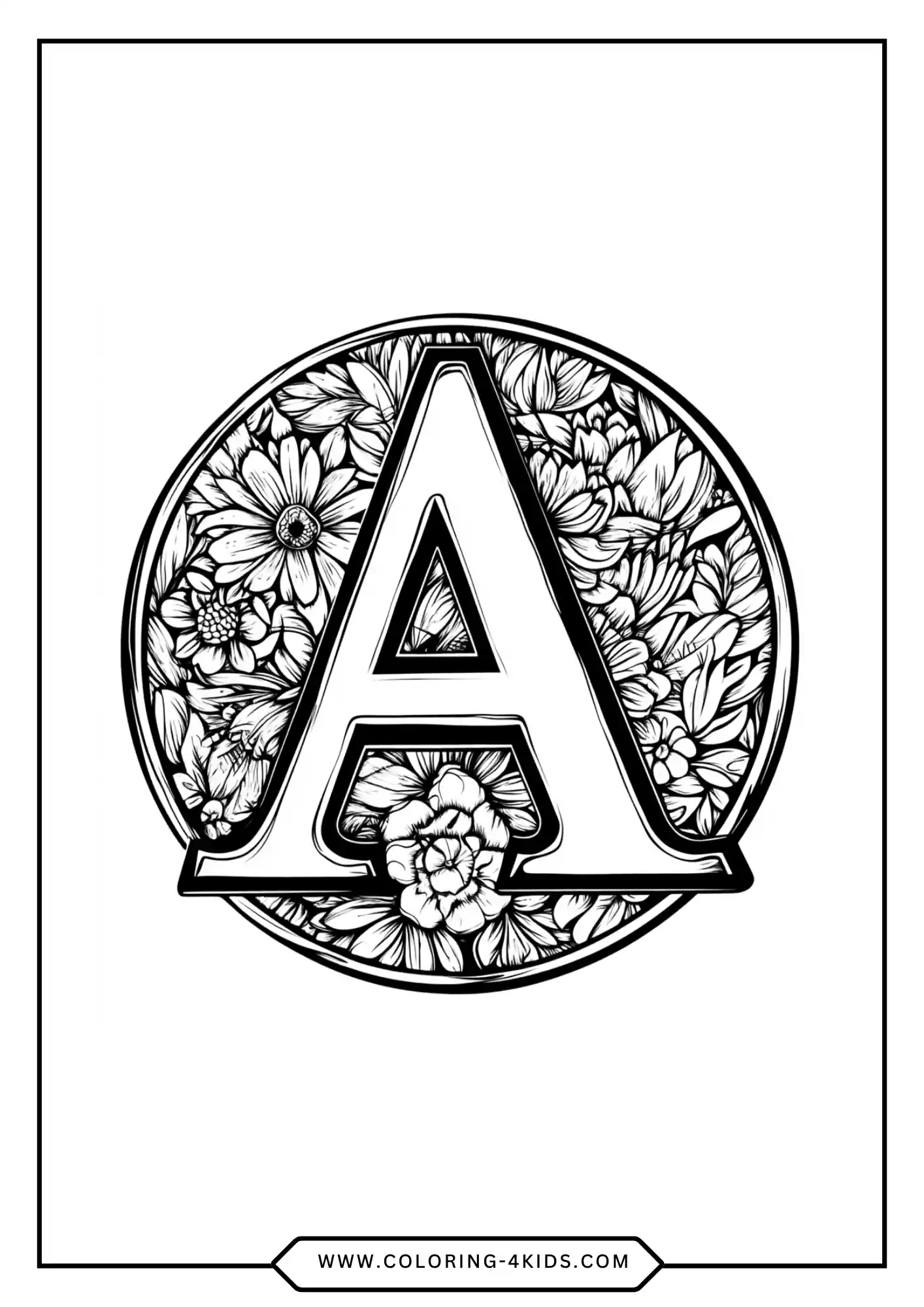 Printable Letter A coloring page for kids