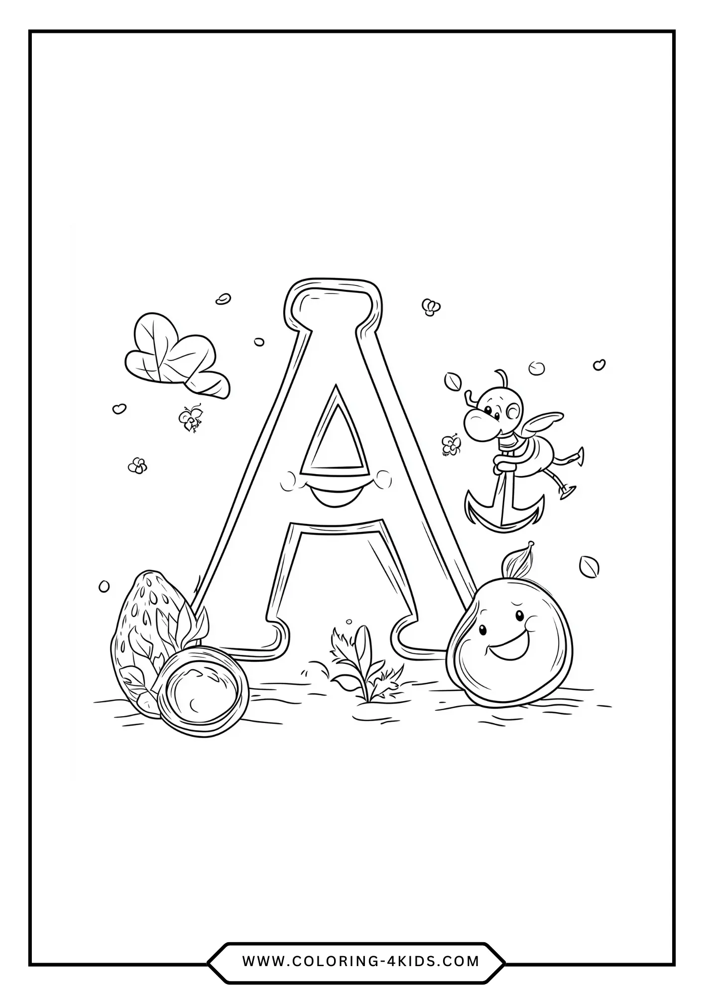 Letter A coloring page for kids