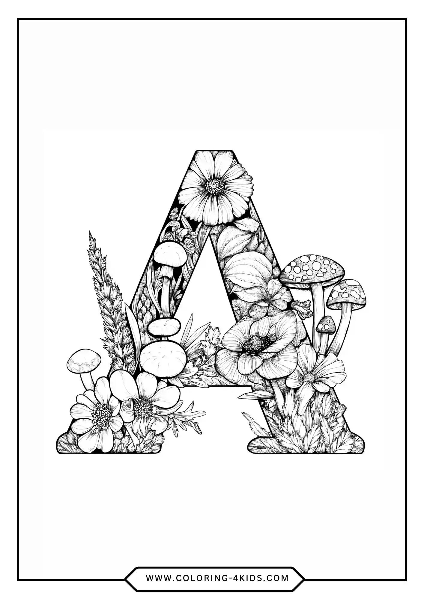 Printable Letter A coloring page for kids