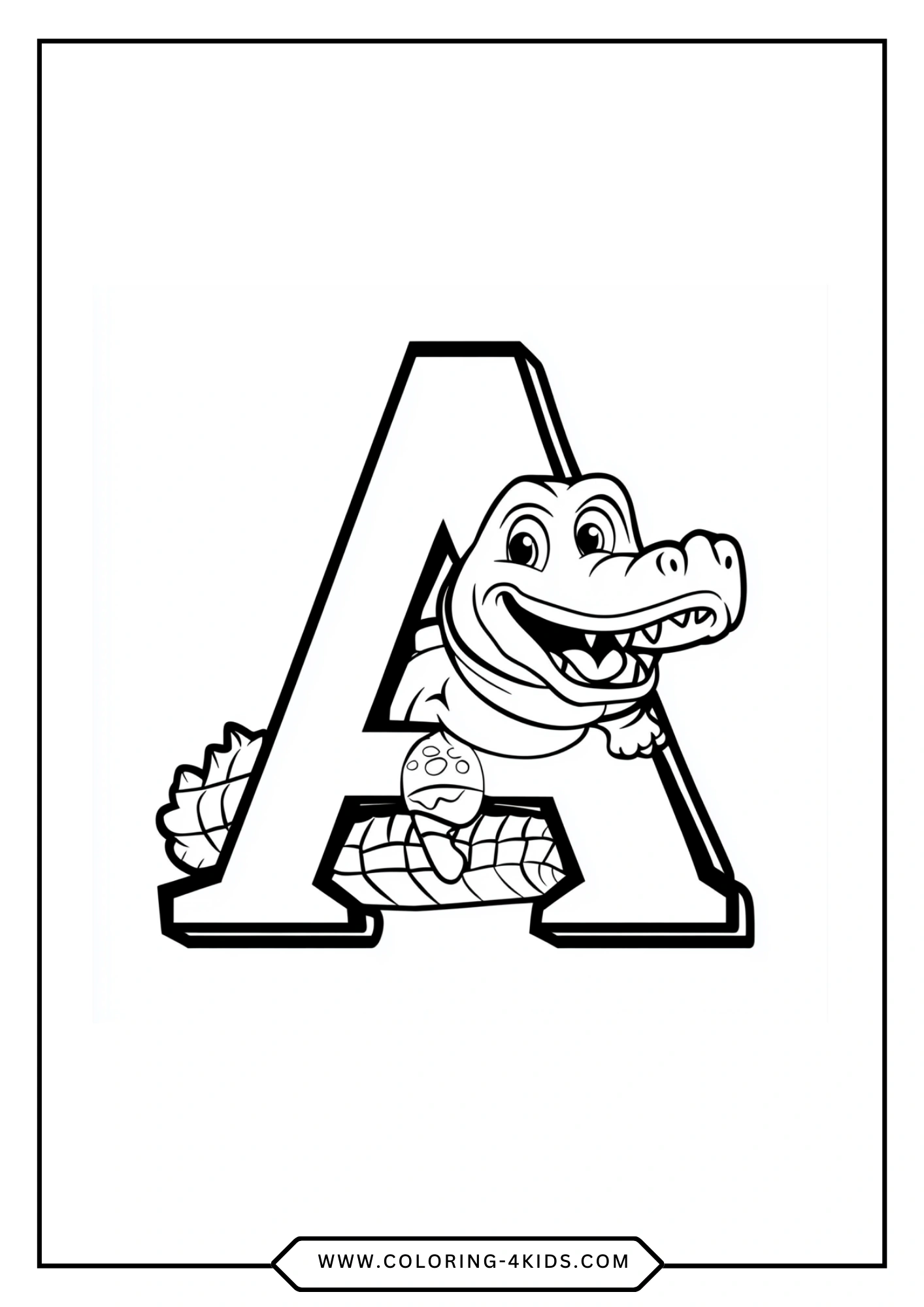 Printable Letter A coloring page for kids