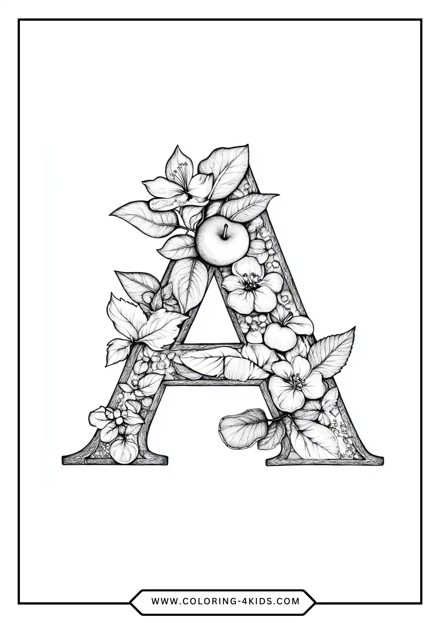 Free Letter A coloring page for kids