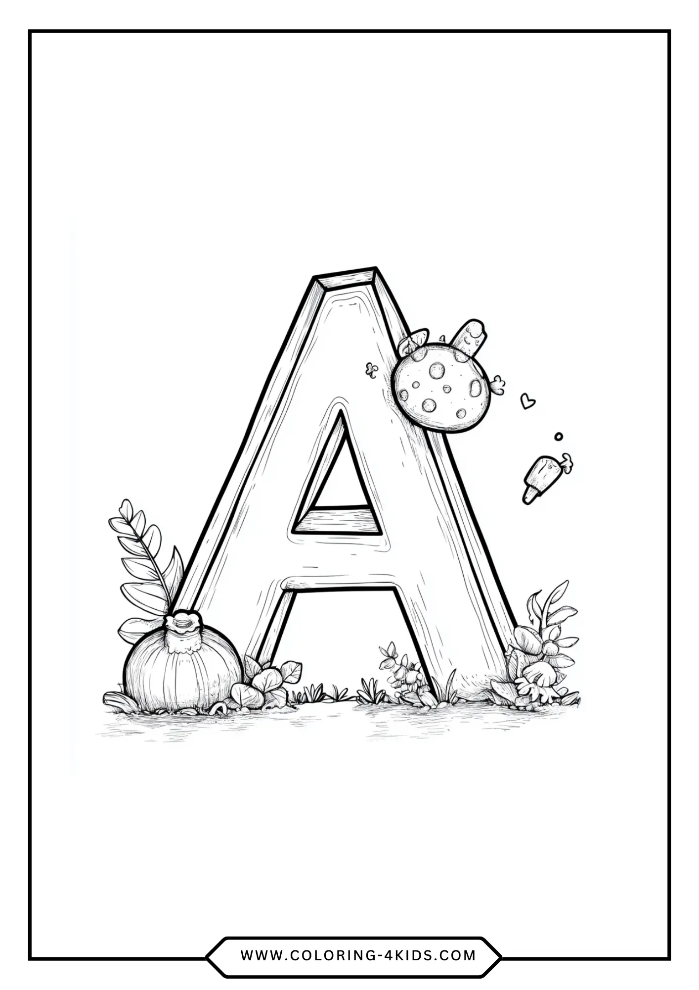 Letter A coloring page for kids