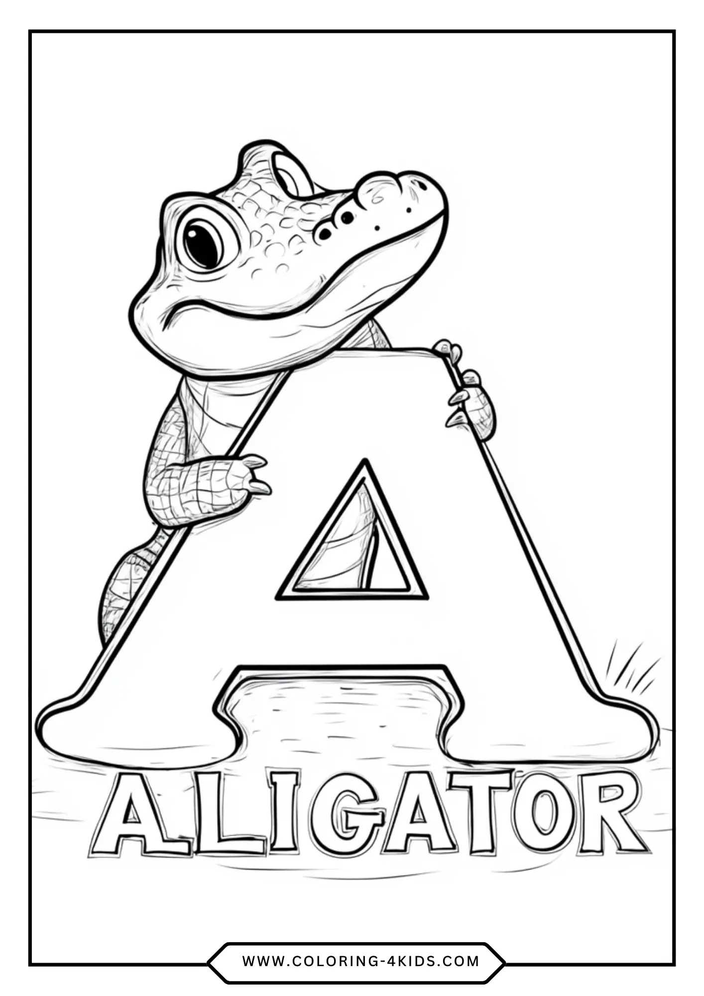 Printable Letter A coloring page for kids